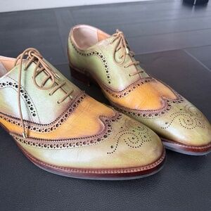 Wingtip Brogue Oxford Handcrafted Men's Genuine Leather Lace up Dress Shoes